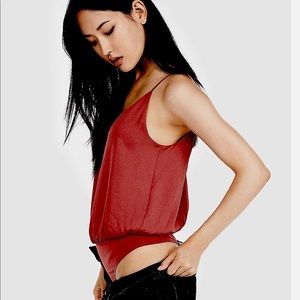NWT Downtown cami thong button bodysuit Express Burgundy color